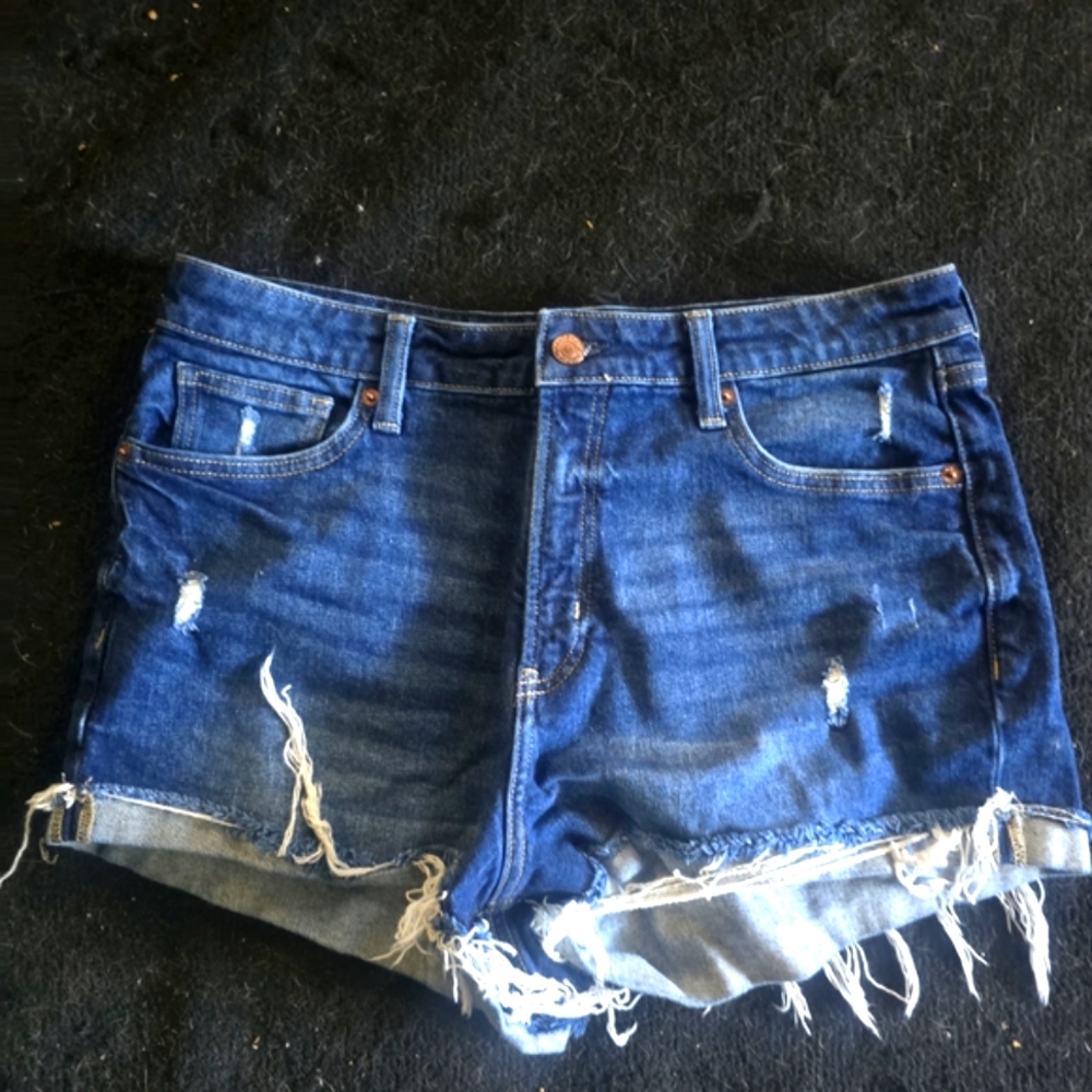 Blue Distressed Denim Shorts - Picture 1 of 1